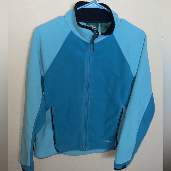 LL BEAN Women's Light Blue Full Zip Fleece Jacket Coat Sz Med - Picture 1 of 3